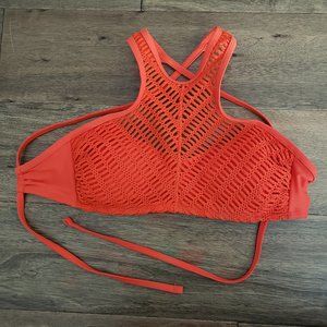SOLD LOT Xhilaration Swim Top Knit Crochet Bikini Halter Orange | Small